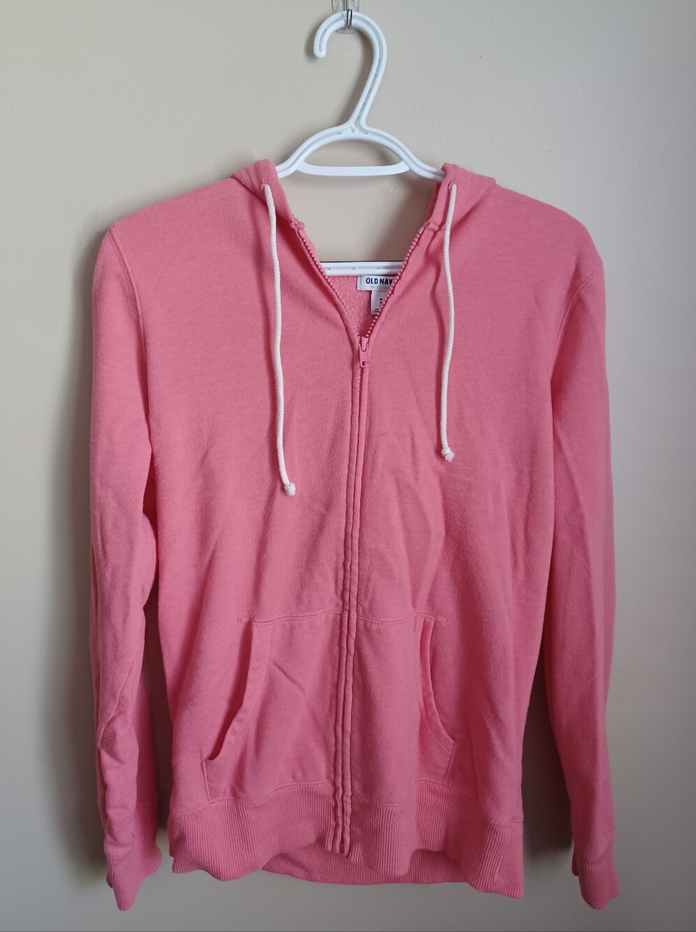 Women's Size M Old Navy Pink Cotton Polyester Sweatshirt Hoodie Zipperdown Shirt